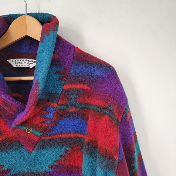 Little Big Horn Fleece Pullover Men's Medium Retro Vintage Wild West Low Pile - Picture 3 of 15